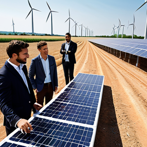 Home 19 **
> A diverse group of young professionals collaborating on a sustainable energy project, showcasing solar panels and wind turbines in the background. The image should convey innovation, teamwork, and a bright, eco-friendly future in Italy. Focus on realistic details and positive energy.
**